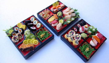 ThaiHonest Mixed Set 3 Dollhouse Miniature Sushi Bento,Tiny Food, Collectibles