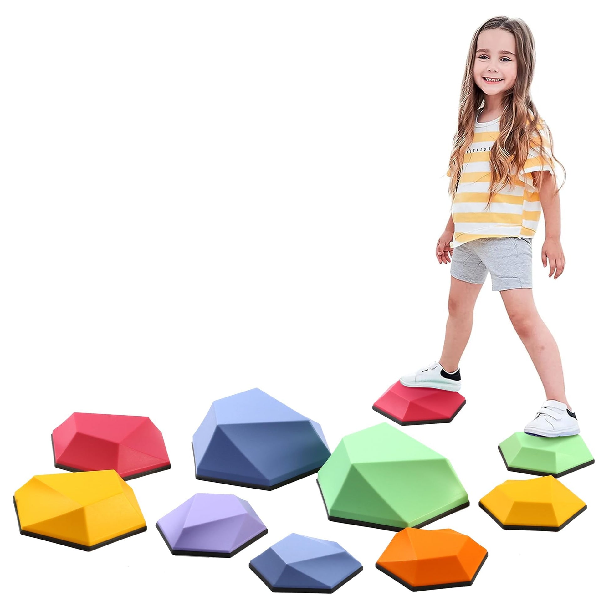 Special Supplies Stepping Stones for Kids Indoor and Outdoor Balance Blocks Promote Coordination, Balance, Strength Child Safe Rubber, Non-Slip