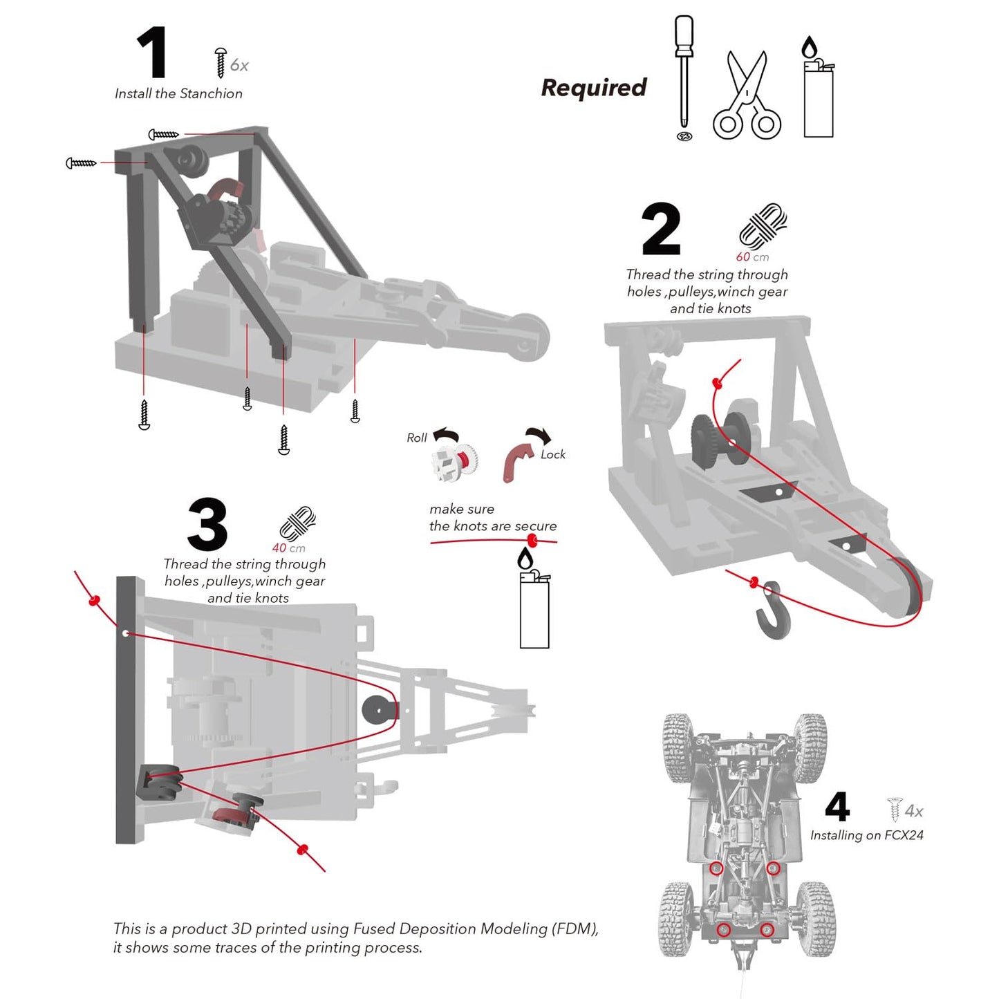 Wrecker Upgrade Parts for FCX24 Power Wagon RC Crawler Truck Bed?NO Truck Included?- Black