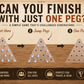 Wooden Peg Game - Solid Oak Triangle Brain Teaser Puzzle with 14 Pegs | Classic Travel Game