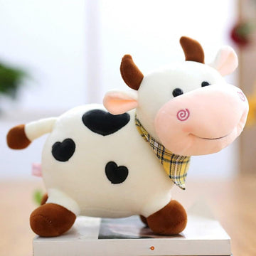 XZJMY Cow Plush Toy, 10.2" Little Cow Doll,Stuffed Animal Throw Plushie Pillow Doll, Present for Every Age & Occasion (White)
