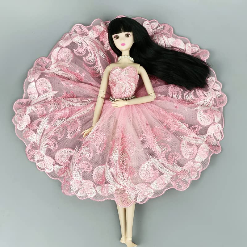 Fashion Tutu Ballet Dress for 11.5" Doll Clothes Outfits 1/6 Dolls Accessories Rhinestone 3-Layer Skirt Ball Party Gown (Pink)