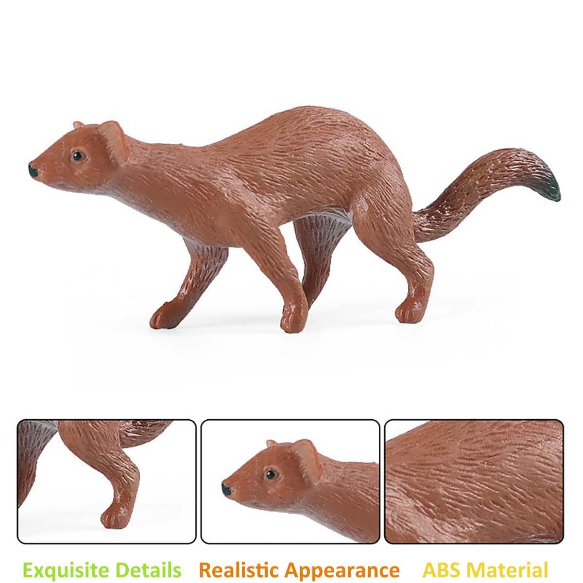 JOKFEICE Animal Figurines, Realistic Weasel Fairy Garden Accessories, Learning Toys for Christmas Birthday Cake Topper Gift for Boys and Girls