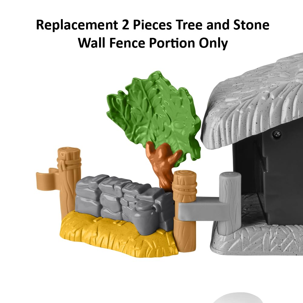 Fisher-Price Replacement Parts Little People Nativity Set HMX70 - 2 Pieces Tree and Stone Wall Fence Portion - Clips onto Stable Manger
