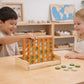 Neutral Wooden Four in a Row Game, Aesthetic Two Player Montessori Travel Board Game for Kids and Adults, Perfect Coffee Table Decor and Housewarming