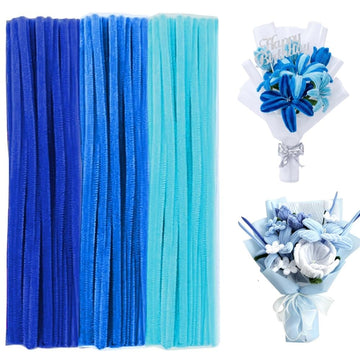 300 Pieces Pipe Cleaners Chenille Stems, 3 Gradient Blue Pipe Cleaners Set for Pipe Cleaners DIY Arts Crafts Decorations, Fathers Day Dad Gift