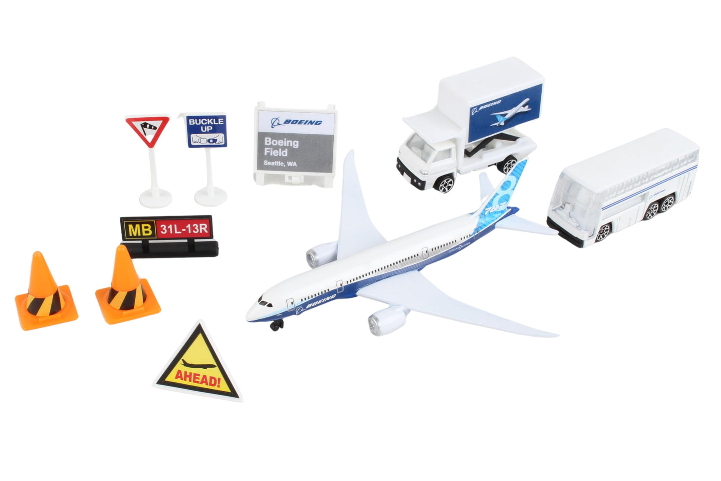Daron Airport Playset - Boeing 787 - Die-Cast Metal Airplane Toy with Plastic Accessories and Vehicles for Kids Ages 3+