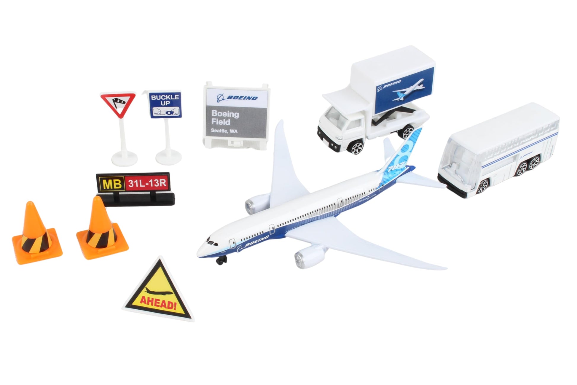 Daron Airport Playset - Boeing 787 - Die-Cast Metal Airplane Toy with Plastic Accessories and Vehicles for Kids Ages 3+