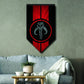 Star Wars The Mandalorian Wall Banner - Mandalorian Crest with Red Stripes - Large Size 30" x 50" - Indoor Fabric Banner