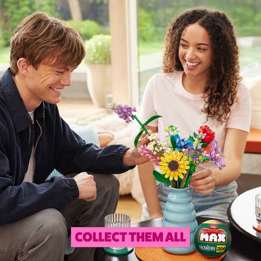 MAX Premium Flowers Building Bricks Collection (up to 243 Pieces, 2 Flowers per Capsule, 10 to Collect). (Lily of Valley and Rose, 1 Capsule)