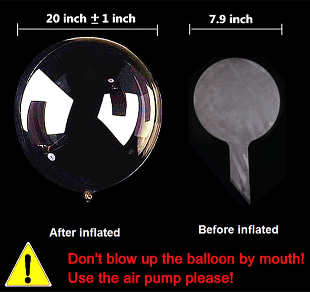 Bobo Balloons 50 Packs, 20 Inch Helium Style Transparent Bubble Clear Balloons for LED Light Up Decoration, Gifts for Christmas,Wedding,Birthday Party
