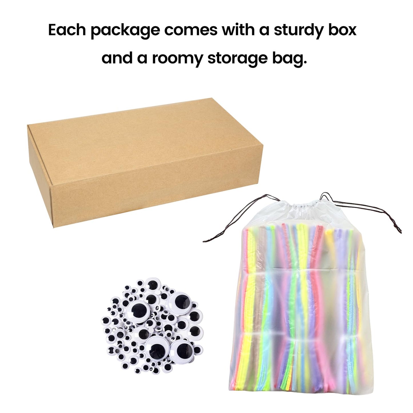 Pipe Cleaners Bulk,1000 pcs Pipe Cleaner Flower Kit,20 Color Chenille Stems Pipe Cleaners Crafts,100 Self-Adhesive Eyes,DIY Arts and Decorations