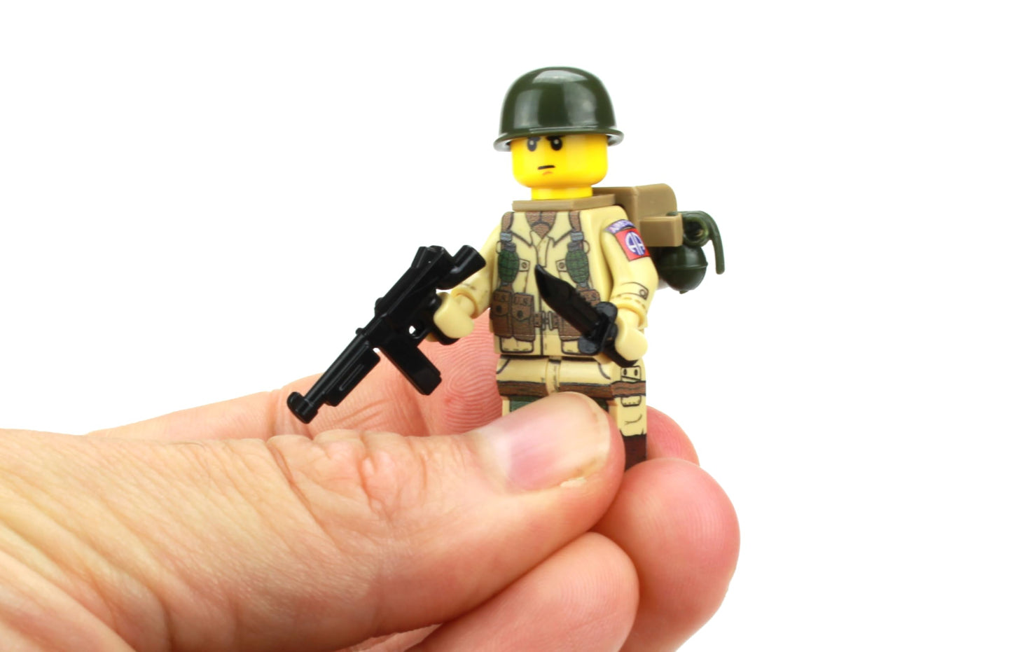 Battle Brick 1.6 Inches Tall Collectible US Army WW2 82nd Airborne Paratrooper Minifigure | Genuine Military Minifig | Packaged in the USA | Great