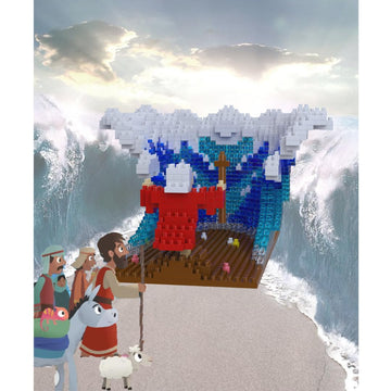 A Prayer Gift, Jesus Series-Moses parted The Red Sea Mini Figurine, Bible Story w/lego, Jesus Toy, Christmas Party Gift, Nativity Building Set