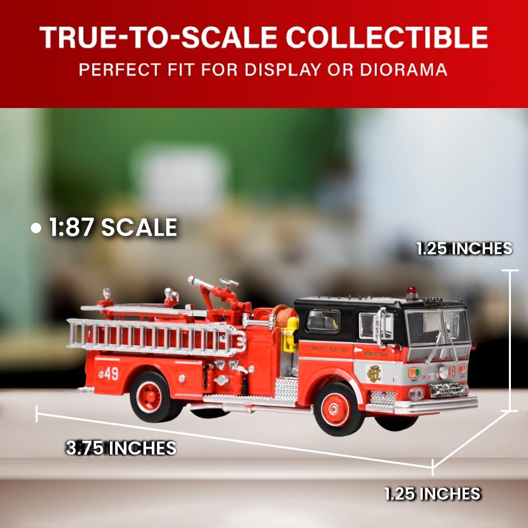 Iconic Replicas 1974 Ward Lafrance Fire Engine: Chicago Fire Department - Engine 49 1:87 (HO) Diecast Model Fire Truck