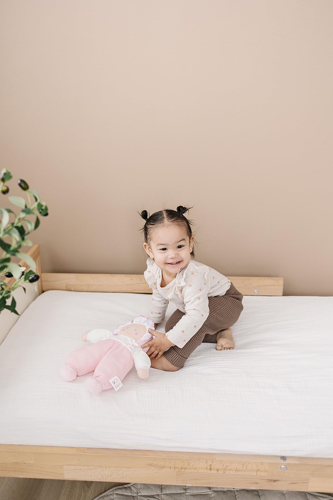 Genius Baby Toys My First Baby Doll, Pink Thermal Fabric, Cuddly Soft Lovey for Infants, Classic Vintage Design, No Hard Parts, Machine Washable, Baby