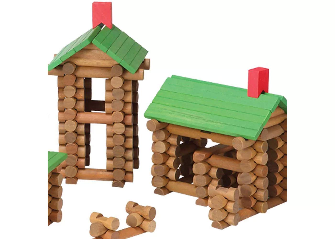 Tumble Tree Timbers Wood Building Set - 450 Pieces. Build Log Cabins. Educational STEM Toy