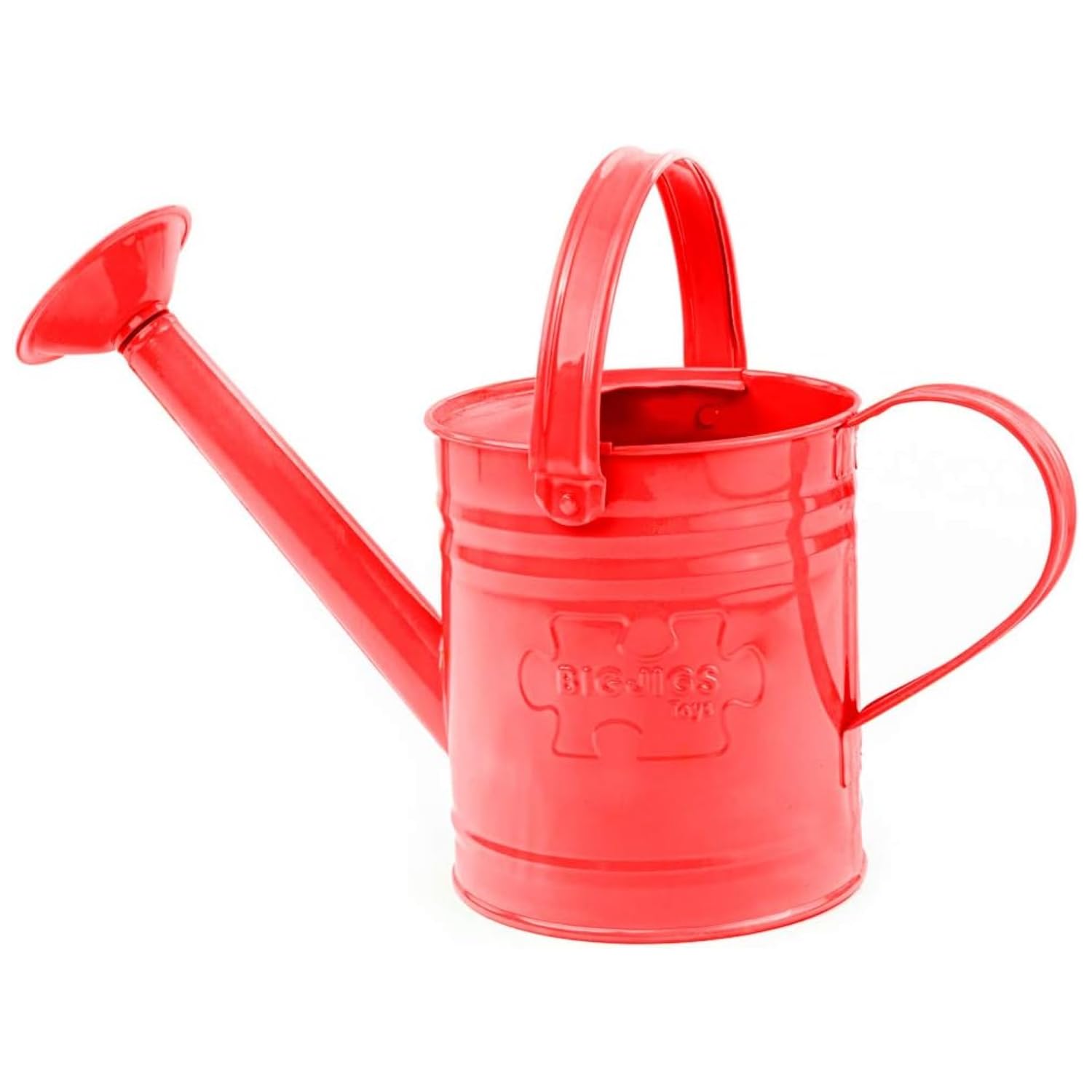 Bigjigs Toys Red Children's Watering Can with Fixed Spout, Top & Side Handle - Sturdy Kids Watering Can, Quality Kids Gardening Tools & Childrens