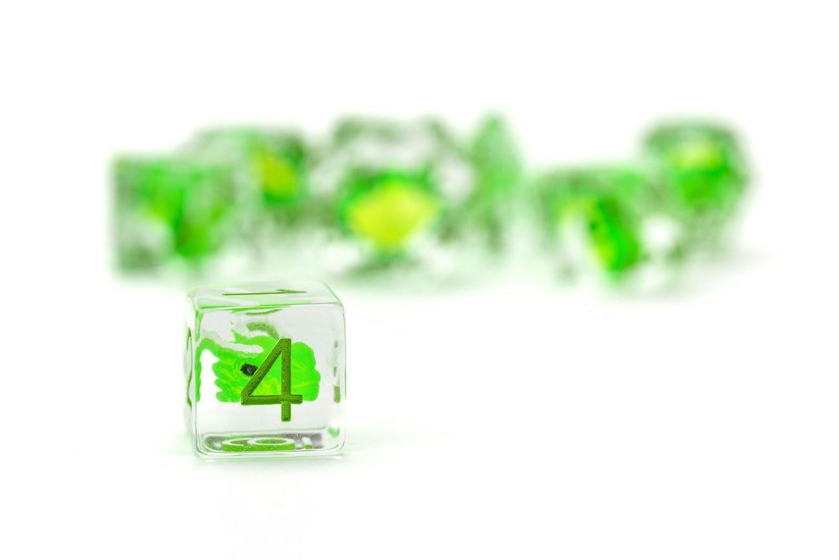 FanRoll Dragon StormTM Inclusion Resin Dice Set: Green Dragon