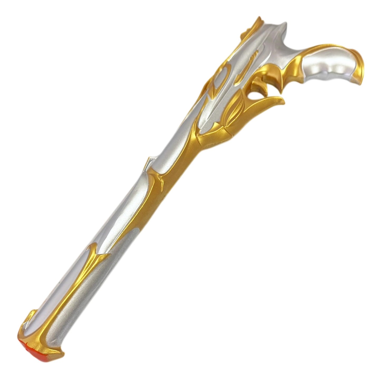 18" Valor-Inspired Sovereign Ghost Foam Gun Replica with Silver & Gold Metallic Finish - Lightweight Cosplay Prop for Halloween & Display