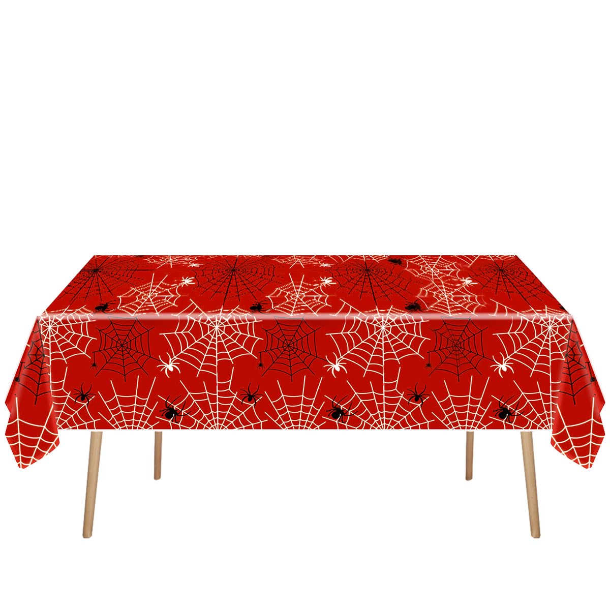 YTHKJS 2Pcs Red Spiderweb Party Tablecloth|70.8 x 42.5 Inch| Spiderweb Birthday Party Supplies (Red)