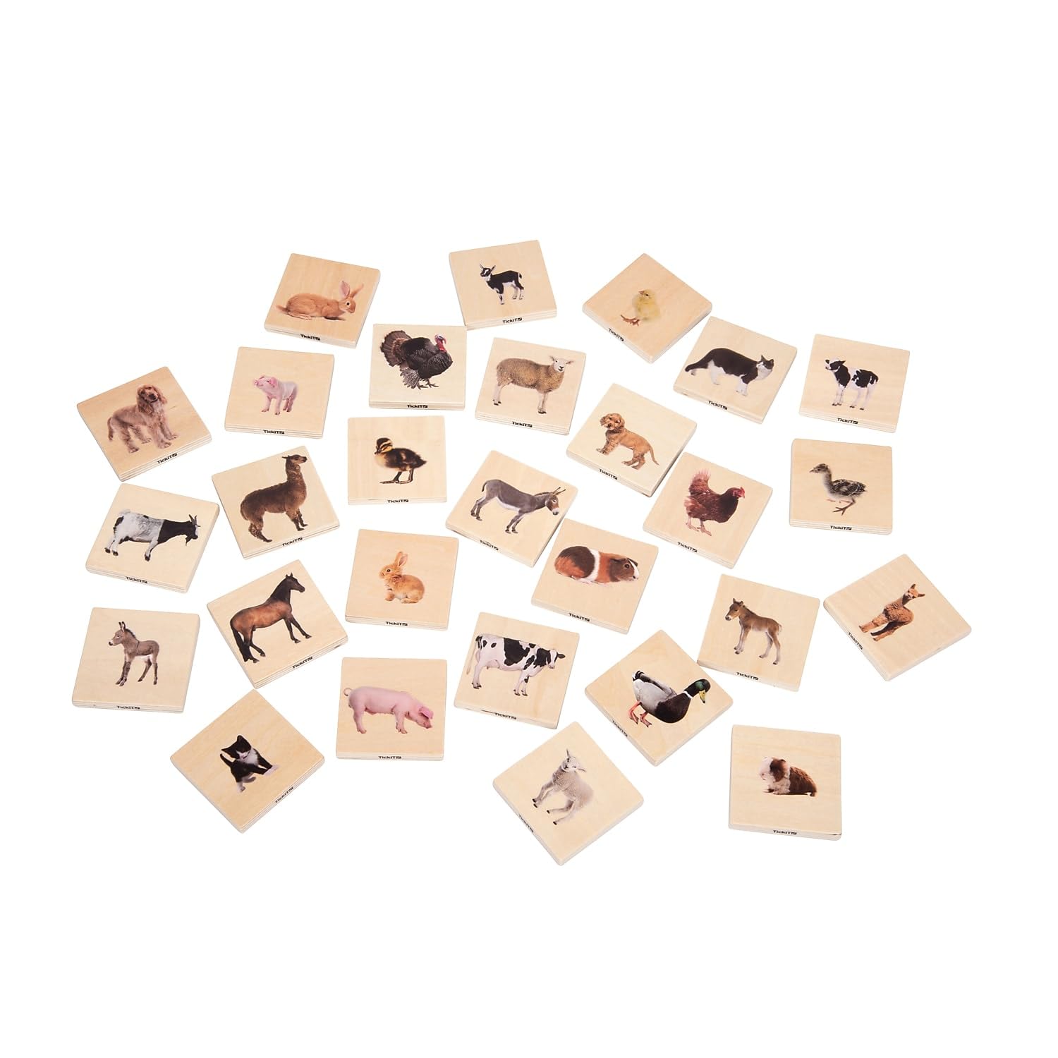 TickiT - 73406 Domestic Animal Family Match - Set of 28 - Real Pictures - Animal Memory Game with Parents and Babies - Animal Matching Game