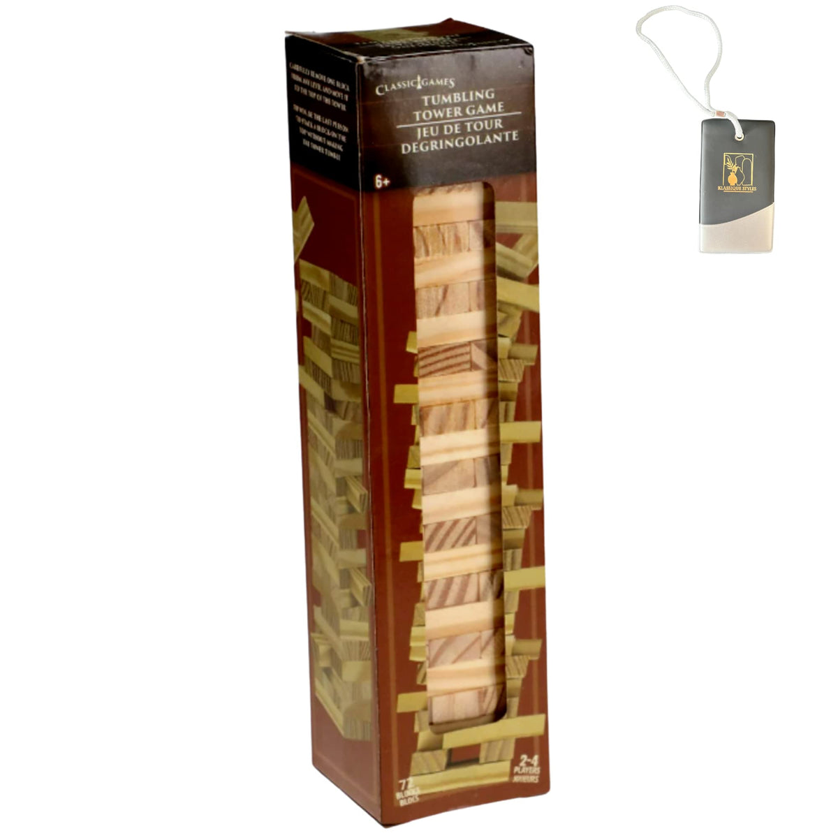 KS Tumbling Tower Game 72 Pieces Challenging Building Blocks Wood Stacking Balancing Backpacking Night Game for House Parties Holiday Travel Set