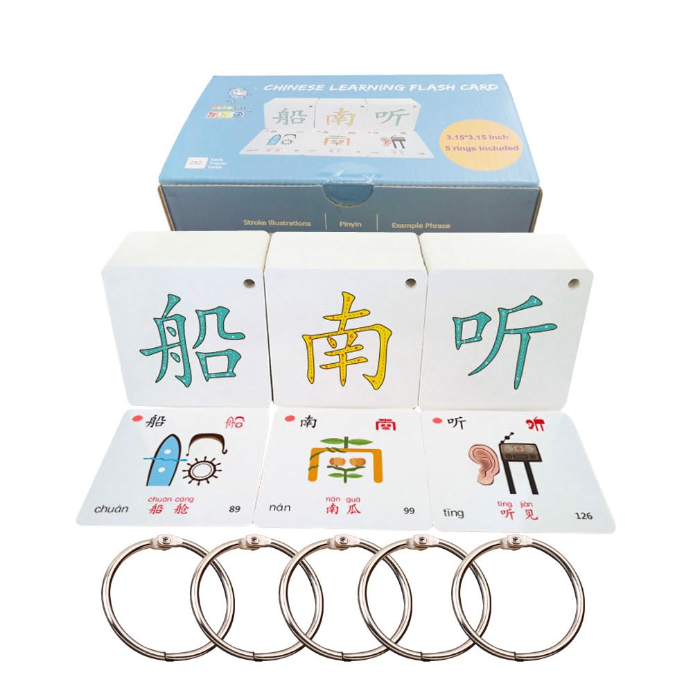 LELEYU Hieroglyphic Pictograph Symbols Chinese Alphabet Learning Color Flash Memory Cards Mandarin Simplified Character Edition,Pinyin and Stroke