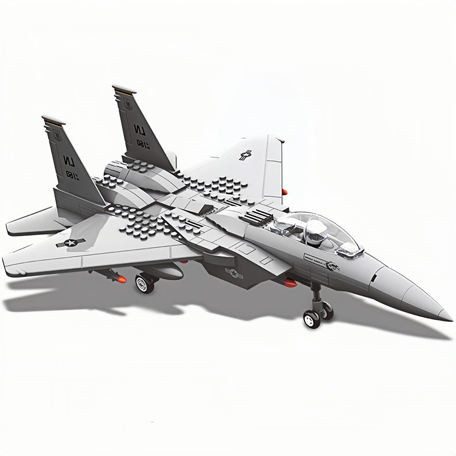 Military F-15 Eagle Fighter Jet Compatible with Lego, 270 Pieces Toy Plane for Kids 10+ and Adults, Army Airplane Toys for Military Fans