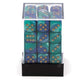 Chessex Dice d6 Sets: Gemini Blue / Teal with Gold - 12mm Six Sided Die (36) Block of Dice