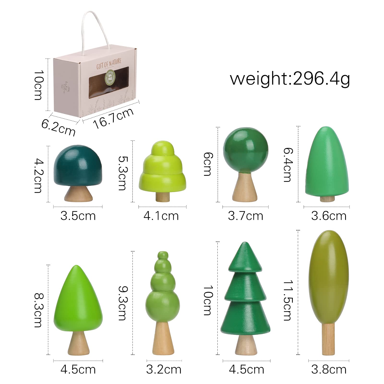 Wooden Tree Toy Pack of 8 Wood Miniature Tree Set Various Sizes Natural Wooden Trees Mini Trees for Home Decor and Crafts Garden Accessories Creative