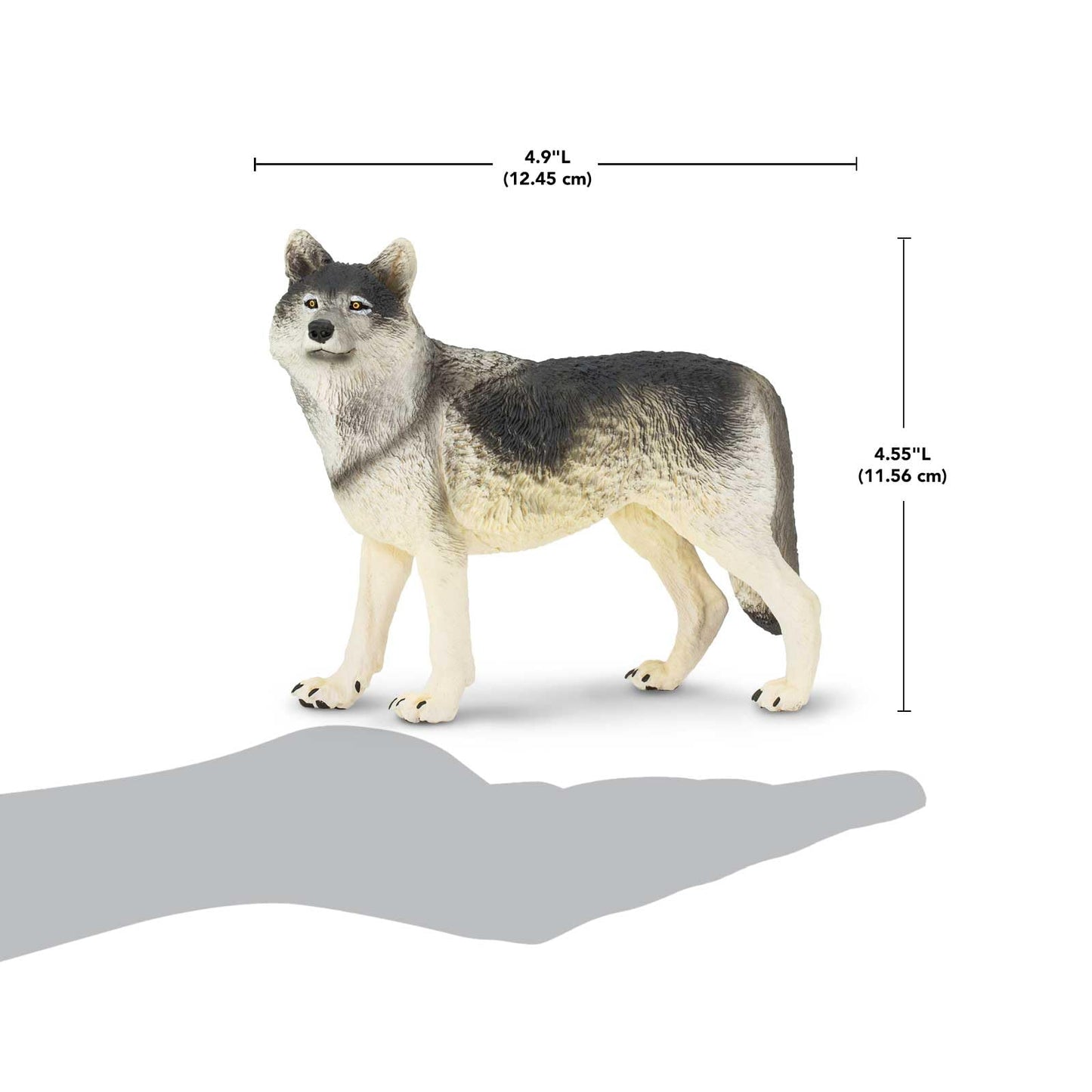 Safari Ltd. Gray Wolf Toy Figurine - Detailed 4.8" Plastic Model Figure - Fun Educational Play Toy for Boys, Girls & Kids Ages 3+