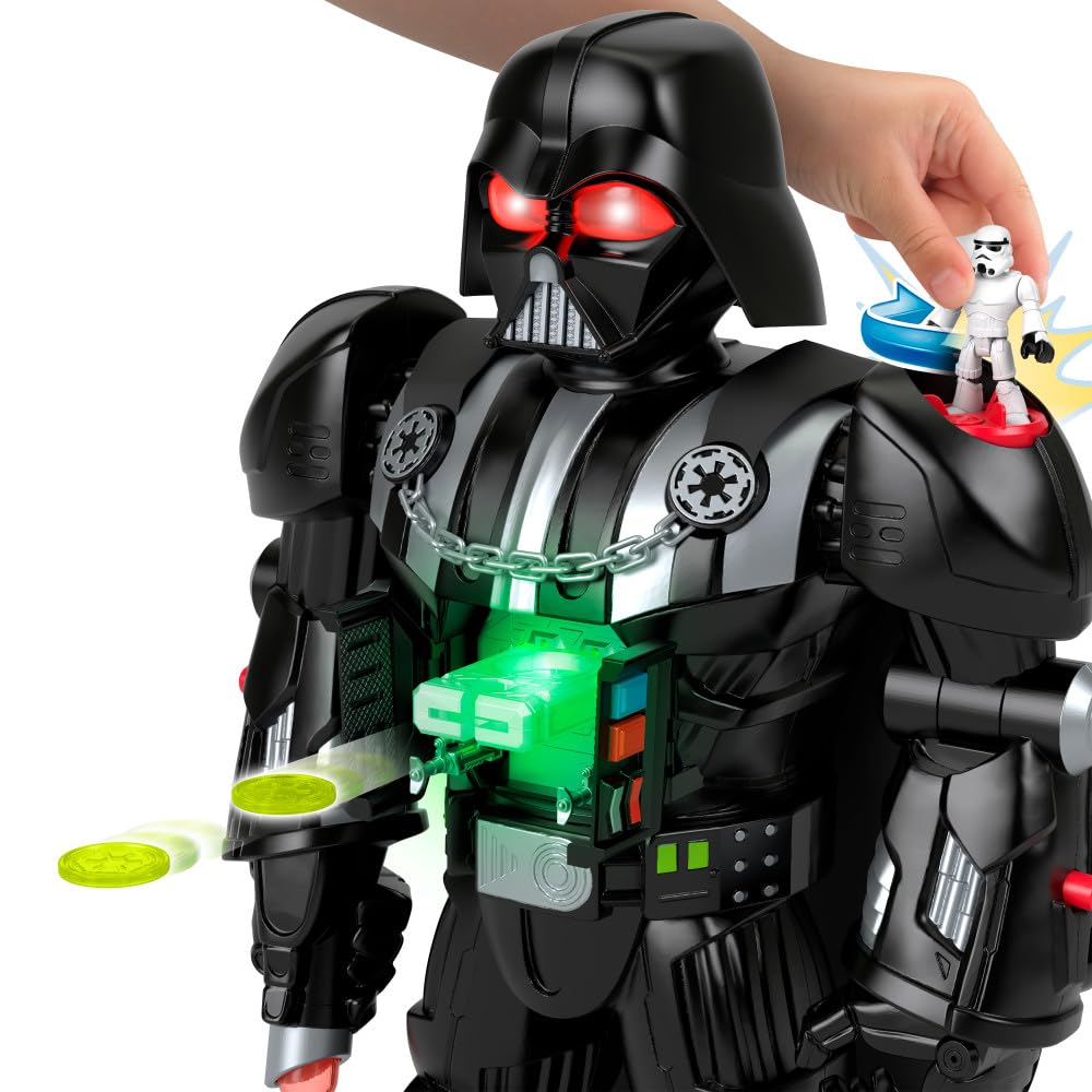 Fisher-Price Imaginext Star Wars Darth Vader Bot 2+ Ft Tall Toy, Lights Sounds & Stormtrooper Metal Character Key for Kids Ages 3+ Years