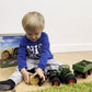 Remote Control Tractor Toys for Boys | Metal Hood & 8 Rubber Tires, 1:24 Scale 2.4 GHz RC Truck Farm Vehicle Playset with Detachable Trailer, Front