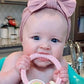 Itzy Ritzy Silicone Teether with Rattle - Rattle Teether Features Rattling Sound, Two Silicone Teething Rings and Raised Texture to Soothe Gums - Ages