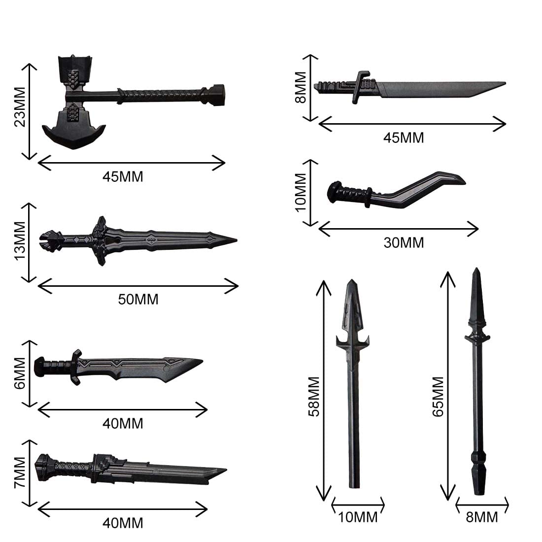 TopBrixx Custom Minifigures Weapon Set, 37 Pcs Custom Weapon Set for Dwarf, Figure Weapon Compatible with Lego
