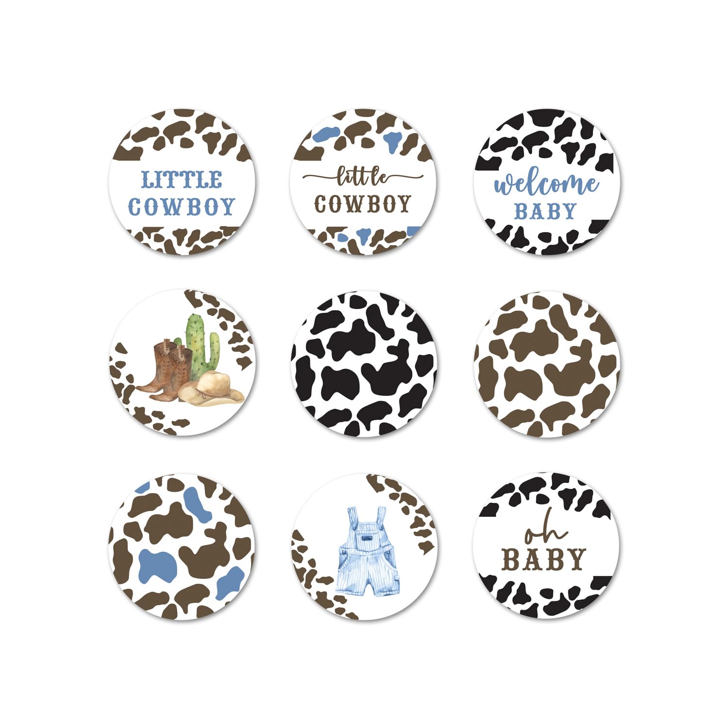 Cowboy Baby Shower Kiss Mini Candy Stickers - 0.75 Inch - Set of 216