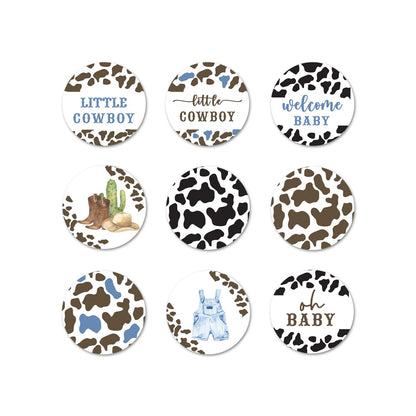 Cowboy Baby Shower Kiss Mini Candy Stickers - 0.75 Inch - Set of 216