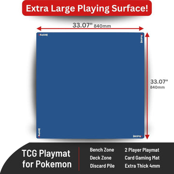The Gaming Mat Company Mahjong Mat. 33" x 33" Blue with Stitched Edge Premium Square Playmat for Poker, Dominoes & Bridge, Professional Mahjong Table