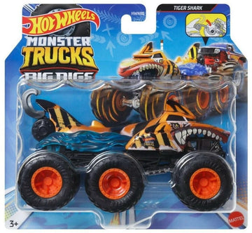 Hot Wheels Monster Trucks Big Rigs Tiger Shark [Built in Tow Hook] Diecast Toy Vehicle
