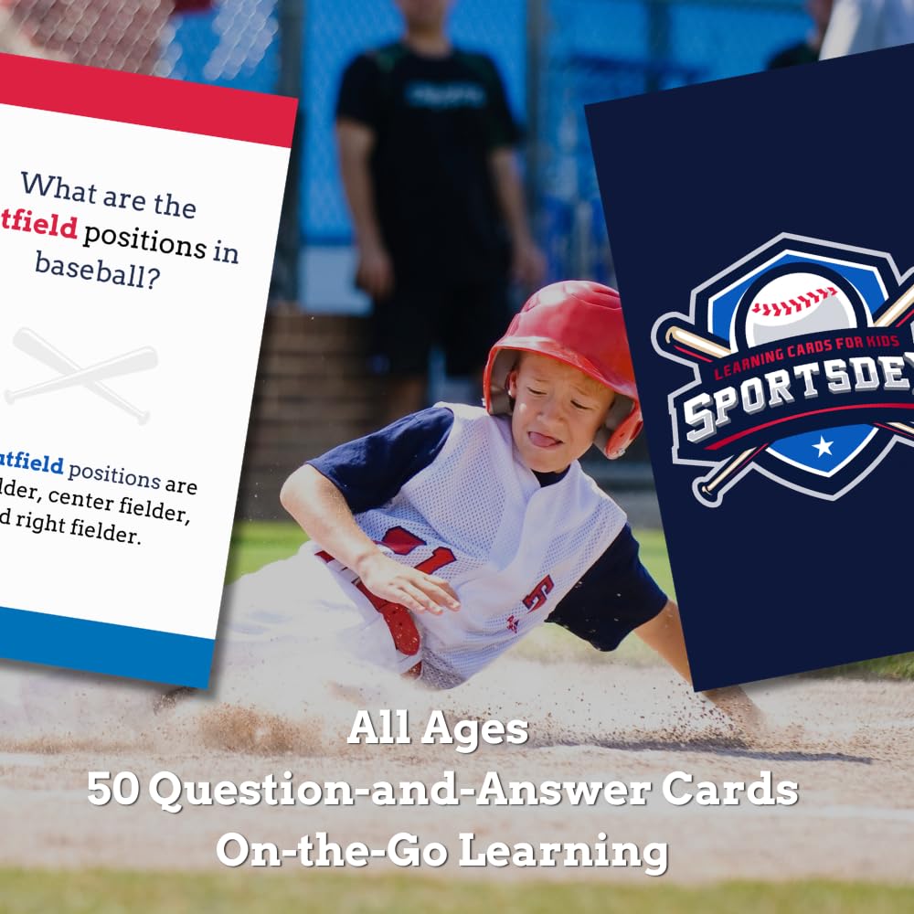 SportsDex Baseball Learning Cards | Flash Cards | Youth Baseball Coaching Cards for Beginners | Learn Rules, Plays & Skills | Fun Sports Education