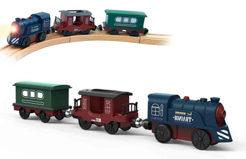 Battery Operated Train for Wooden Track, 3Pcs Motorized Train Toy for 3 4 5+Years Old Boy Girl Toddlers, Electric Trains Compatible with Thomas