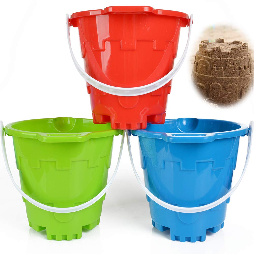 Jumbo Castle Model Beach Gear 7" Large Sand Buckets Pails Beach Water Pool Gardening Bath Toy Environmentally ABS Durable Thick Plastic Complete Gift