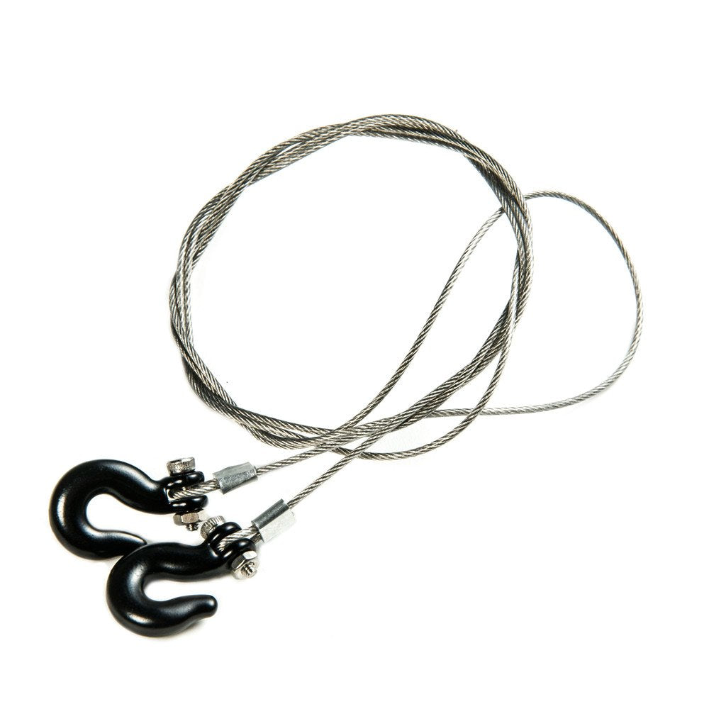 RCLions 1/10 RC Crawler Accessories Steel Tow Rope with Hooks for Axial SCX10 Trx4 CC01 D90 RC Buggy Truck Car Parts (Black)