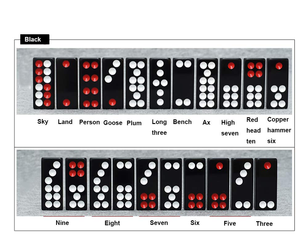 HenMerry 32PCS Pai Gow Tiles Game Set,24# Chinese Traditional Black Dominoes PaiGow, Pai Gow Poker, Best Casino Game Party Fun Toy for Entertainemnt
