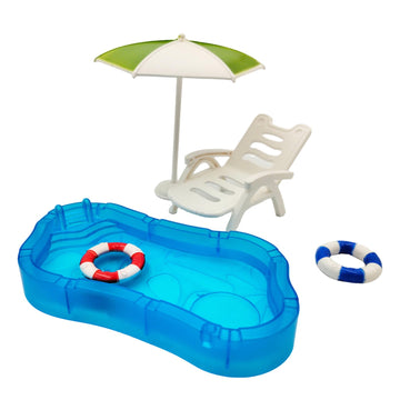 Dollhouse Furniture Accessories Set, Swimming Pool Mini House Furniture, Plastic Small Play House Accessories Toys Gift for Kids.