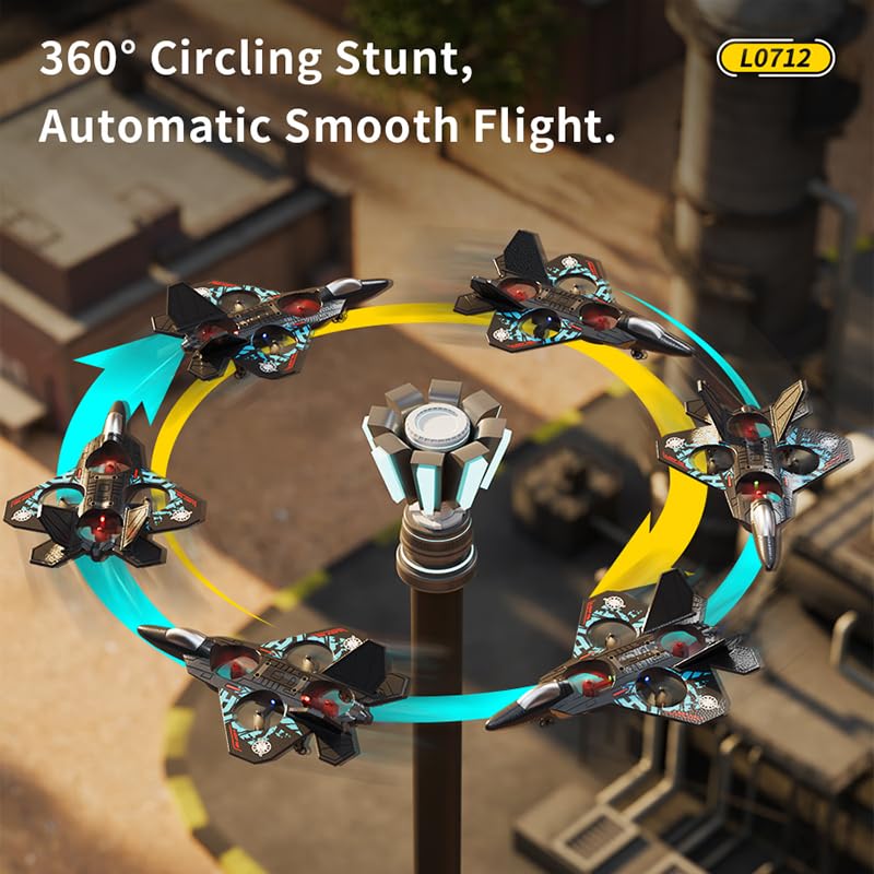 Feyzbol Foam Remote Control Airplane, RC Fighter Jet Features Led Lights, Drone for Children Aged 8-16 and Adults, 360° Flip, Stunt Roll, and Altitude