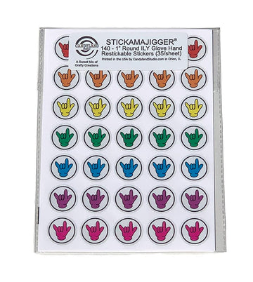 American Sign Language ASL"I Love You" Rainbow ILY Glove Hand Reusable Restickable Stickers (140/package) C