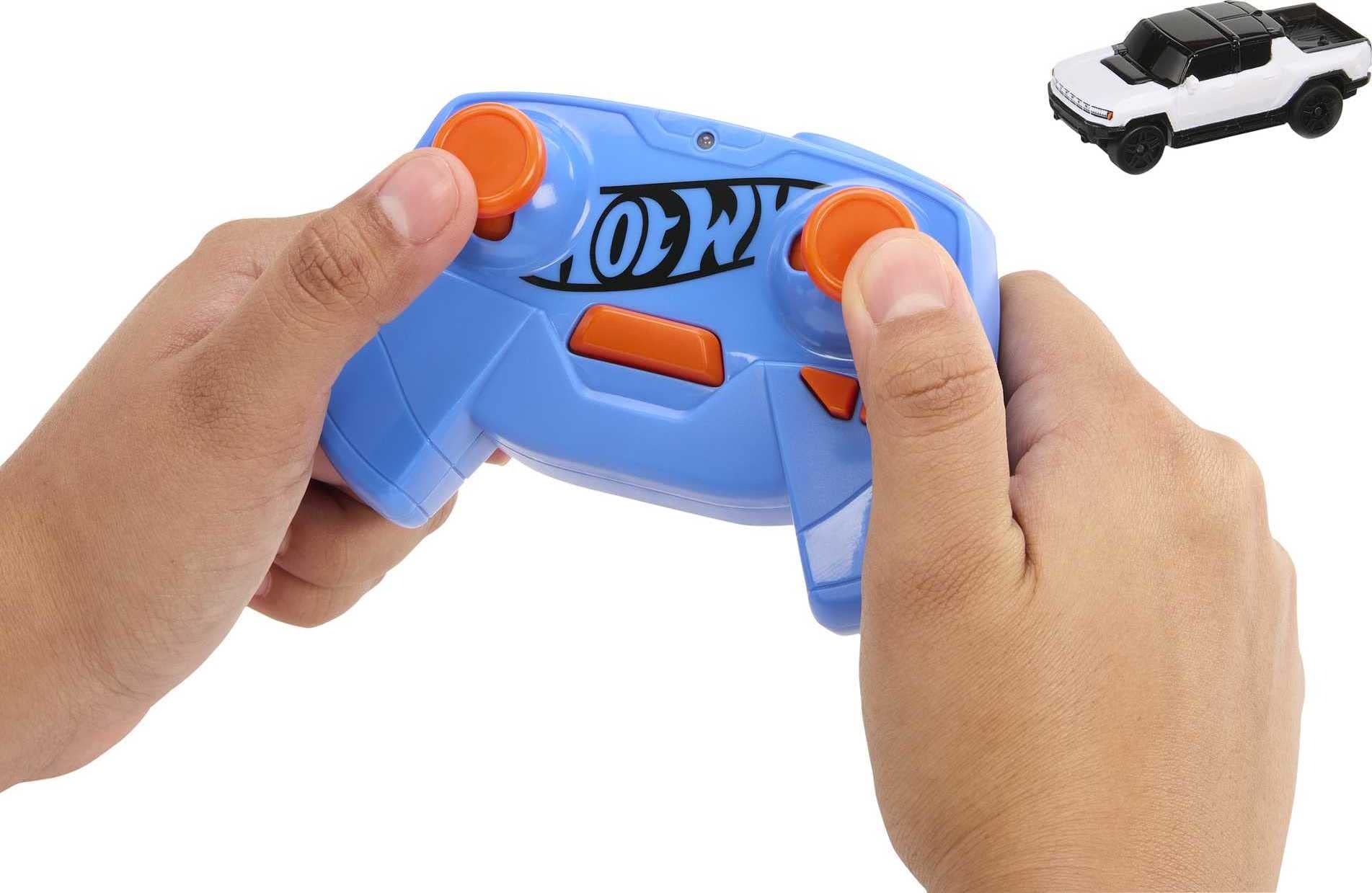Hot Wheels 1:64 Scale RC Toy Car, Remote-Control Hummer EV for On & Off Track Racing with USB Cable for Recharging