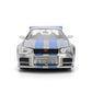 Jada Toys Fast & Furious 1:24 Scale Anniversary Edition 2002 Nissan Skyline GT-R (BNR34) Die-Cast Car with Brush Metal Finish - Collector Hobby